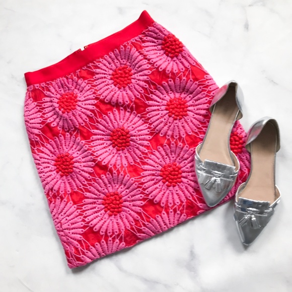 kate spade Dresses & Skirts - ⭐️$18⭐️ Kate Spade Embroidered Flower Silk Skirt